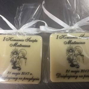 Podziękowania komunijne - kwadrat/medalik